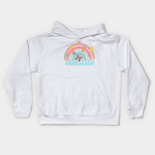 SUNKISSED, rainbow, pastel, summer, butterfly, flowers, floral, gift Kids Hoodie